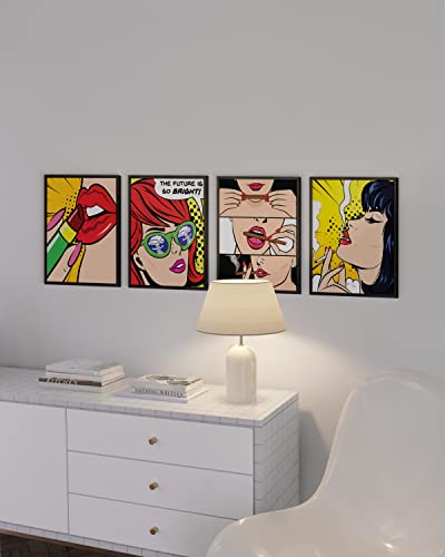 Pop Art Prints Set Of 4 By Haus And Hues | Banksy Wall Art & Pop Art Wall Decor & Painting, Weed Decor & Poster For College Dorm | Makeup Room Decor | Dorm Room Poster | Unframed | 8” X 10” | (Pop Art) #TOP3