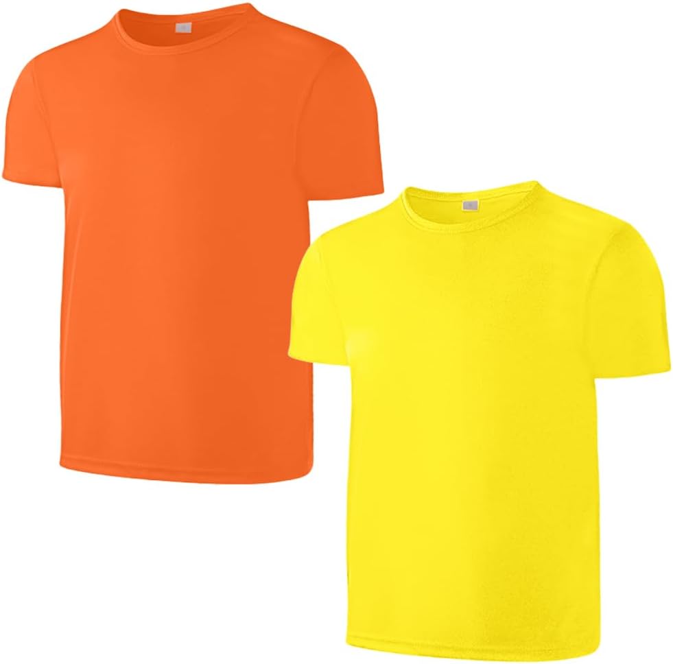 2 Pack Kids/Boys/Youth Quick Dry Sports Tee Shirt Mesh Moisture Wicking Active Athletic T-Shirt (Age4-18Years)