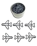 Butler in the Home Airplane Shaped Paper Clips 35 Count in Silver Tin and Silver Gift Box Great for Paper Clip Collectors or Plane and Pilot Lovers (Cool Gray)