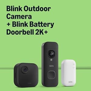 Blink Outdoor 4 Camera with free Blink Battery Doorbell 2K+ (newest gen), Black, Sync Module Core included