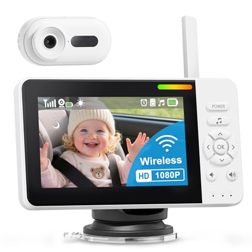 TinyShield Wireless Baby Car Camera for Newborn Essentials with Auto Night Vision, HD 1080P Car Baby Monitor with 4X Zoom, Easy Install 360° Rotatable Rear Facing Carseat Mirrors
