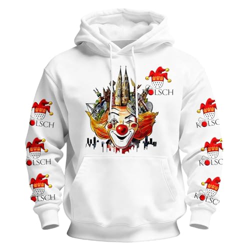 Genérico Sudadera con Capucha y Estampado gráfico de Carnaval, Informal, con Bolsillo Frontal para Ropa de Calle (White, S)
