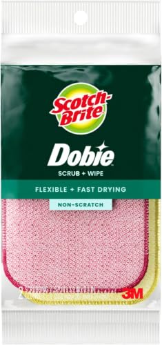 Image of Scotch-Brite Dobie Scrub & Wipe Cloths,Sponge Cloths for Cleaning Kitchen,Bathroom,and Household,Dobie Scrub and Wipe Cloth Absorbs-and Doesn't Scratch,2 Cleaning-Cloths,(Pack of 12)