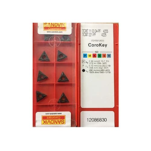 Sandvik Coromant 100 % original TCMT TCMT11 TCMT110304-PF 4225 TCMT 11 03 04 PF 4225 Outils de tournage en carbure de finition moyenne Cover