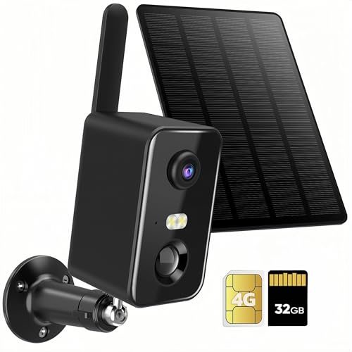 QUORVIXIA No WiFi Security Camera 4G LTE Cellular Security Camera Battery Powered with SIM Card & Memory Card 2K Color Night Vision Motion Detection 2-Way Talk Solar Camera Outdoor Wireless