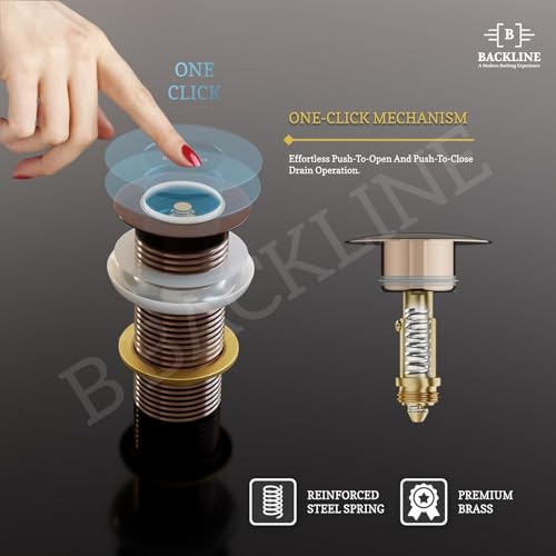 Image of Backline Brass 5-Inch Pop up Waste Coupling for Wash Basin | 32 MM Full Thread Coupling For Basin | Outlet System Full Thread Waste Coupling for Bathroom Basin (Rosegold)