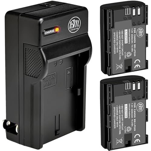 BM 2 Pack LP-E6N Batteries and Charger for Canon EOS R, EOS R5, EOS 90D, EOS 60D, EOS 70D, EOS 80D, EOS 5D II, EOS 5D III, EOS 5D IV, EOS 5Ds, EOS 6D, EOS 6D II, EOS 7D, EOS 7D II, XC10, XC15 Cameras
