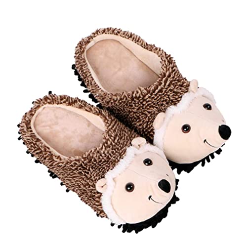 Chtom Womens Fuzzy House Slippers Memory Foam Slippers Cute Cartoon Hedgehog Slippers Fleece Lined Slip on House Shoes (Color : Hedgehog Slippers, Size : 3)