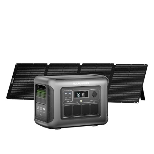 Image of ALLPOWERS Solar Generator R1500 LITE with 200W Foldable Solar Panel,1056Wh Portable Power Station LiFePO4 (LFP) Battery,1600W AC/100W USB-C Output for Outdoor Camping,Travel,Hunting,and Power Outages