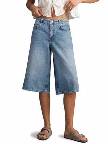 Cicy Bell Womens Baggy Bermuda Jean Shorts Wide Leg High Waist Denim Jorts