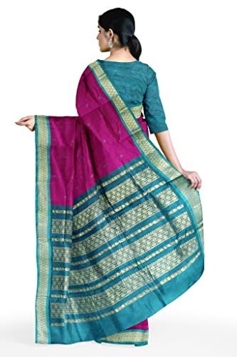 HerClozet turquoise gadwal silk saree in soft silk – image 7