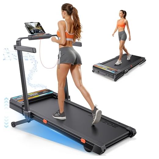 Foldable Walking Pad with 0-15% 9-Levels Auto Incline and Handle Bar, Under Desk Treadmill with 300LBS Weight Capacity, 3.0HP Quiet Treadmills for Home with Speaker, APP & Remote Control - Blue Orange