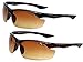 Xloop Hd Vision High Definition Anti Glare Driving Lens Sunglasses Wrap Semi Rimless Sports Eyewear (2 Pack Black/Brown)