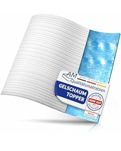 AM Qualitätsmatratzen Gel Topper 100x200 - Made in Germany - Gelschaum Topper 100x200cm mit waschbarem Bezug - Oeko TEX zertifizierter Memory Foam Matratzentopper 100x200 - Matratzenauflage weich