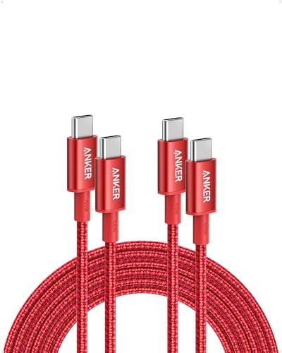Anker USB C to USB C Cable (10FT, 2Pack), Type-C 100W Charger Cord Fast Charging for iPhone 16 Series,MacBook Pro 2020,Pixel and More(Red)
