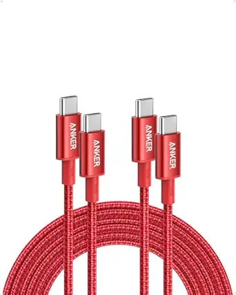 Anker USB C to USB C Cable (10FT, 2Pack), Type-C 100W Charger Cord Fast Charging for iPhone 16 Series,MacBook Pro 2020,Pixel and More(Red)