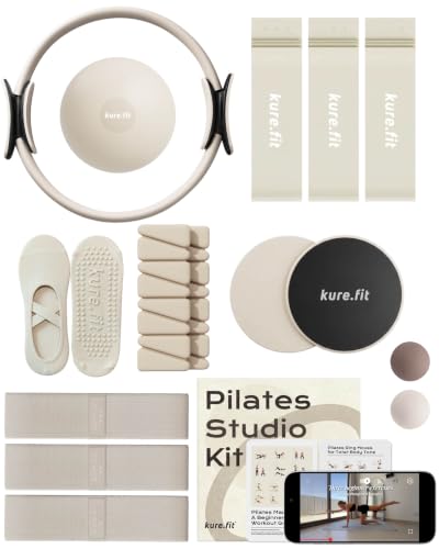 kure.fit Pilates Kit for Women مجموعة بيلاتس Home Pilates Equipment Set with Ring Ball & Resistance Bands | Pilates Starter Kit with Accessories in Gift Box