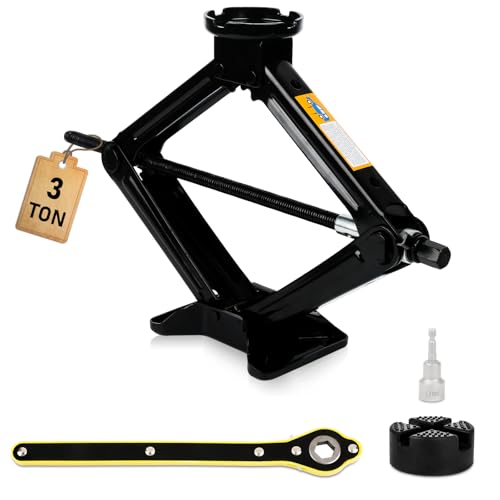 TEOV Scissor Jack 3 Ton (6614 lbs), Universal Car Jack Kit, Maximum Height Up to 45cm, Portable Jack Set for Car, SUV, MPV and Other Vehicles