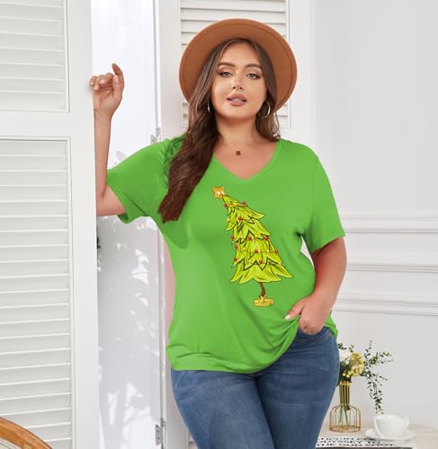 Image of ForHailey Women's Plus Size Short Sleeve Tee Shirt V Neck Basic Ladies Loose Fit T Shirt 1X-5X