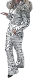 Aurgelmir Women Winter Ski Suit Fur Collar Coat Ski Jumpsuit Snowsuit