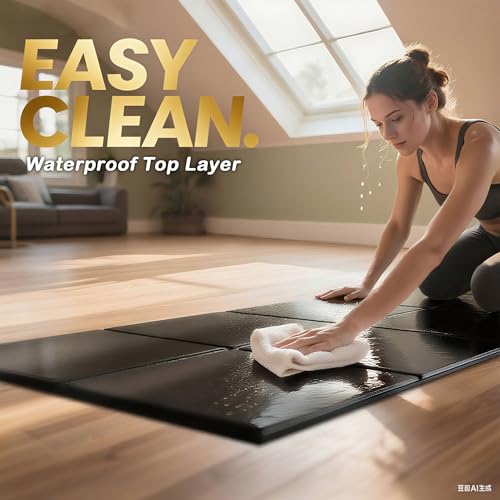 Foldable Treadmill Walking Pad Mat for Carpet Floors,72" x 30" 6mm Thick Treadmill Mat for Hardwood Floor,Indoor Exercise Stationary Bike,Elipitial, Gym Equipment, Noise Shock Absorption by ABBER - Used condition - Image 7