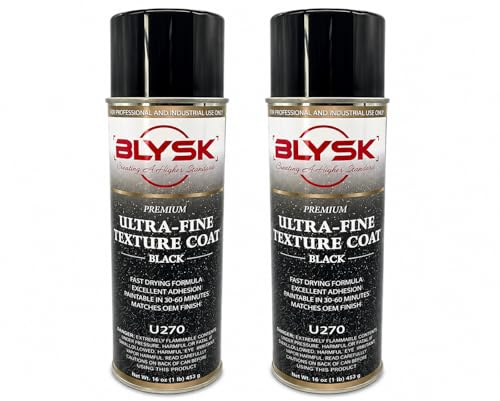 Blysk Ultra Fine Black Texture Coat U270 – Paintable Chip Guard Spray for Automotive Bumpers, Rocker Panels & Trim – Fast-Drying, Durable Protective Finish 16 oz (2)
