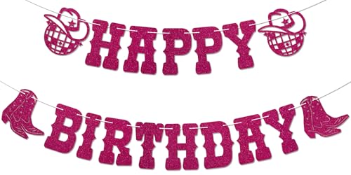 Striscione di buon compleanno con cowgirl, striscione di buon compleanno, cowgirl occidentale, decorazioni di compleanno, cowgirl messicano, western, tema rodeo, donne e ragazze, forniture per feste