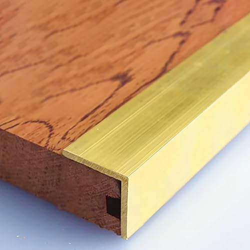 Brass Floor Transition Strip - 90 Degree L-Shaped Edge Trim for Wooden Floors, Metal Divider Strips for Indoor/Outdoor Use (10x10mm / 3/8" x 3/8")