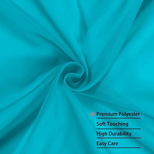 Image of OWENIE Turquoise Blue Sheer Curtains, Sheer Curtains 84 inch Length 2 Panels Set, Rod Pocket Voile Fimly Sheer Drapes for Living Room /Bedroom, 2pcs, Each 42 inch W x 84 inch L