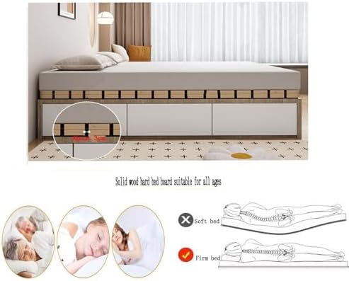 Breathable Bed Plate Solid Wood Futon Frame FoldingFoldable Roll-Type Slatted Bed Frame, Queen Size Folding Bed Slats ，Space-Saving Design, for Bedroom Living Room, Base de Madera para Cama(
