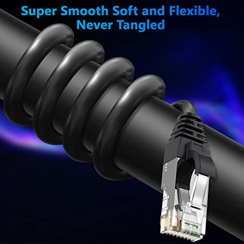 Adoreen Cat 6 Ethernet Cable 150 Ft-Black, Outdoor & Indoor Snagless Long Round RJ45 Network Cable, POE, Soft Flexible Gbps Internet LAN Computer Patch Cord for Router Modem Switch Fast Gaming+ Ties - Thumbnail 2