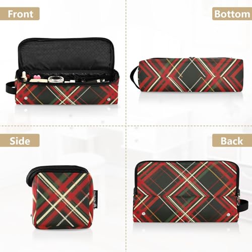 Estuche de viaje portátil GuoChe con tapete resistente al calor, diseño a cuadros rojo y negro miniatura 5