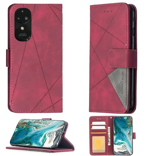 Aroepurt Case Compatible for Oukitel C38 Phone Case Cover [with Tempered Glass Screen Protector] Flip Stand Cover PU Leather Wallet Case Red