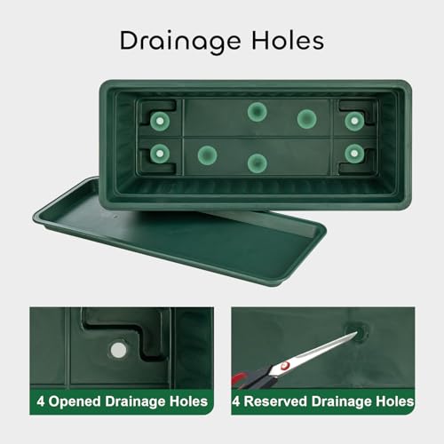 image for GROWNEER 6 Packs 17 Inches Green Flower Window Box Plastic Vegetable P