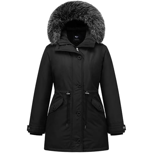 GGleaf Women's Winter Thicken Jacket Quilted Coat Puffer Parka with Faux Fur Trim Hood
