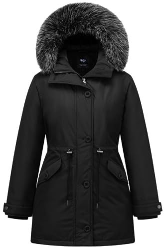 GGleaf Women's Plus Size Quilted Winter Coat Warm Puffer Jacket Thicken Parka with Removable Fur Hood Black 4X