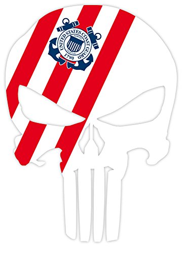 Punisher Skull Coast Guard Flag Sticker Decal 4" X 5" #TOP26