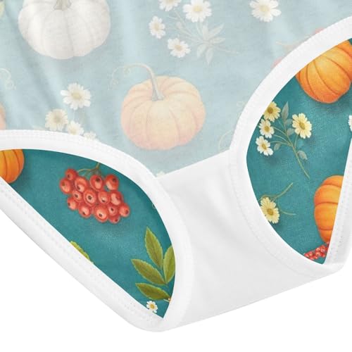 Orange White Pumpkins Toddler Underwear, Girls' Cotton Brief Underwear, 2T–8 Years4