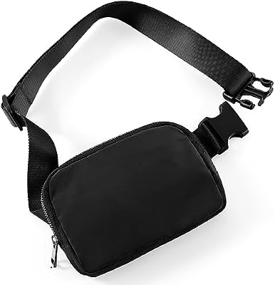 ODODOS Mini Belt Bag for Running & Travel - Adjustable Strap Unisex Fanny Pack, Black