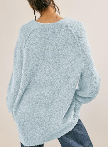 Image of Beaully Women's Oversized Crewneck Sweaters | Oversized style, Tunic sweater, Fuzzy knit, Soft knit, Loose fit, Drop shoulder