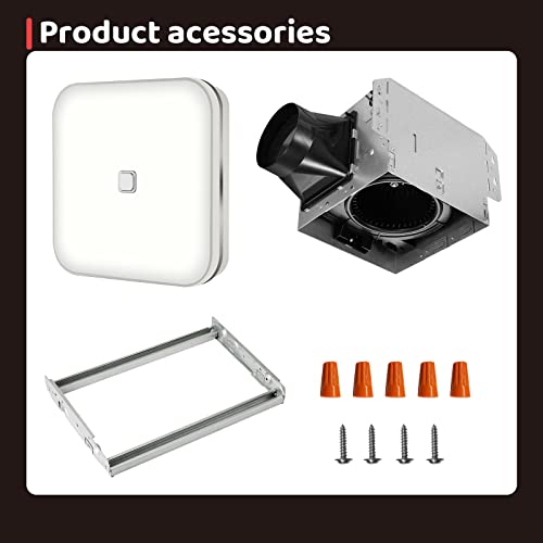 Orein Bathroom Exhaust Fan With Light, 12W Bathroom Fan With Dimmable Light, 100 Cfm, 1.5 Sones Ventilation Fan Combo For Home, Quiet Energy Star Certified And Hvi/Fcc/Etl Listed, White #TOP6