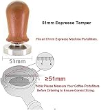 NEOUZA Skalibrowany tamper do kawy, 51 mm, profesjonalny, pasuje do modeli Delonghi, Swan, Smeg, płaska podstawa ze stali nierdzewnej 304, wysokiej jakości drewniany uchwyt sprężynowy