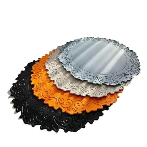 6PCS Table Placemats Round Kitchen Mats Non-Slip Pad(ER blue)