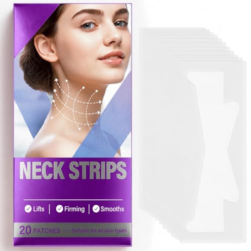 AETHEREVE Neck Lift Tape 20Pcs Reusable Neck Tape Lifting Invisible Breathable Skin Tightening Strips for Double Chin and Jawline Support Waterproof Design