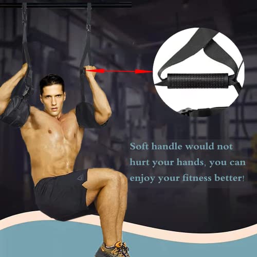 Premium Ab Slings Straps - Rip-Resistant Heavy Duty Pair With Handle For Pull Up Bar Hanging Leg Raiser Fitness With Big D-Ring Steel Quick Connector, Superb Arm Padding For Abdominal Training Workout #TOP5