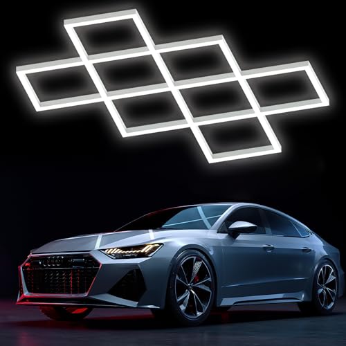 Ofenrd Hexagon LED Garage Lights 8 Hex Ultra-Bright Strip Lights New Updated Diamond Commercial Lighting for Garage Car Detailing Barber Shop Gym Warehouses Basement.