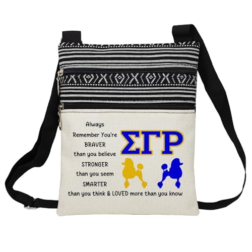 Sorority SGRHO Messenger Bag Small Ethnic Pattern Printed Adjustable Strap Crossbody Zipper Bag Sorority 1922 Phone Bag Wallet Cute Shoulder Handbag Inspirational Present for Women