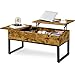 Yaheetech Mesa de Centro Elevable y Extensible Mesa de Café Rustica de Madera Maciza Mesa Auxiliar Salón Mueble con Cajón Marrón