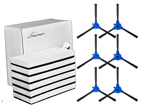 JJ Neumann Replacement Parts Compatible with Tesvor X500, ZIGLINT D5 Robot Vacuum Cleaner 6 Filters + 6 Brushes