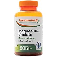 Magnesium Chelate 200 mg, Glycinate, High Absorption Magnesium, 100% Chelated, Better Sleep, Stress Relief, Improve Energy, for Women and Men, 90 Softgels, By Pharmatech
